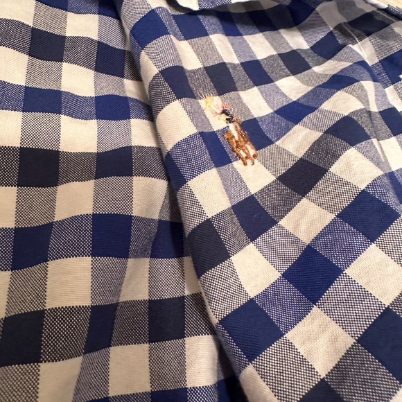 Ralph Lauren collared Button Down Blue White Checkered Short Sleeve Shirt XXL - Picture 6 of 12